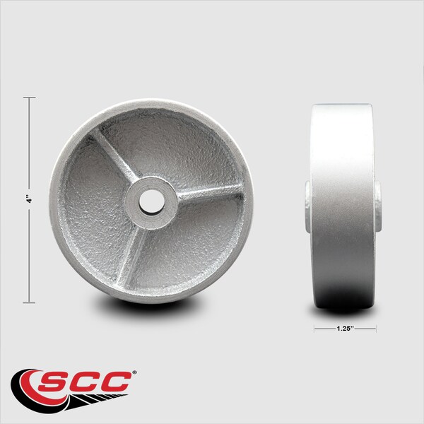 SCC - 4 Semi Steel Cast Iron Wheel Only - 1/2 Bore - 350 Lbs Capacity